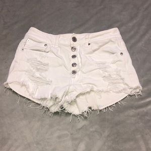 American Eagle high rise white shorts